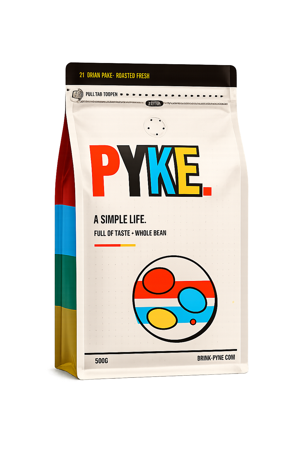 PYKE coffee bag — 500 g whole bean, A Simple Life, Full of Taste