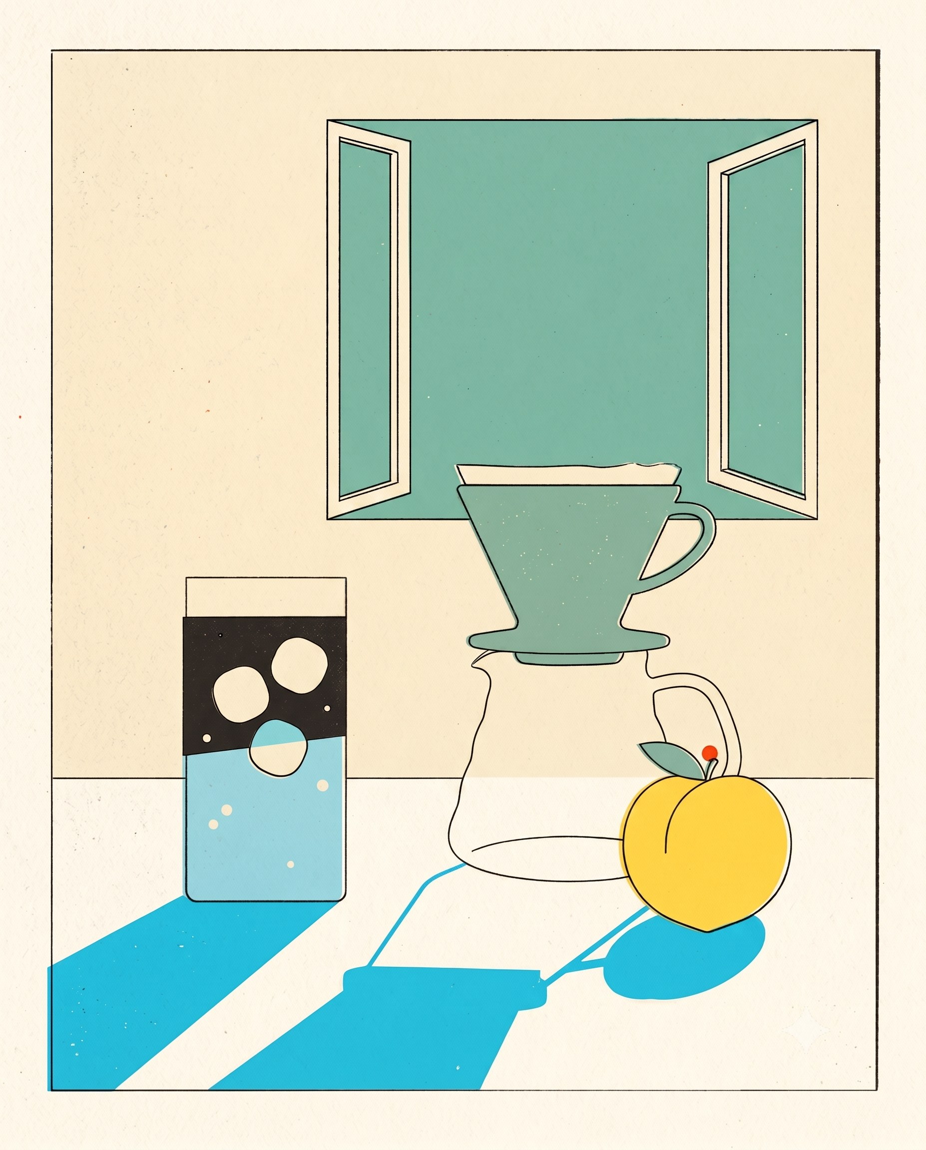 Pourover by an open green window